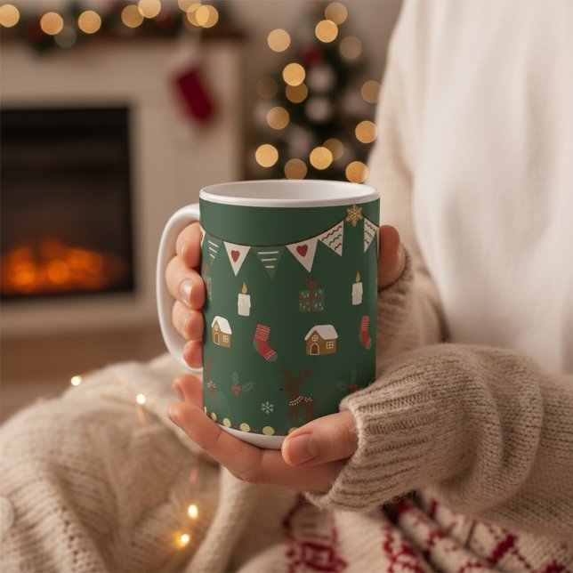 Cozy Hygge Holiday Reindeer & Gingerbread Mug Kaffeetasse (Von Creator hochgeladen)
