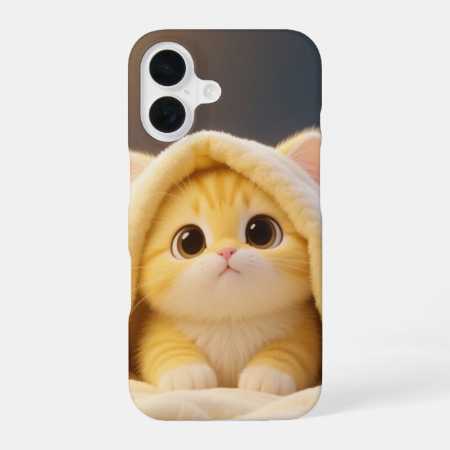 Cozy Kawaii Cat Phone Case iPhone 16 Hülle (Rückseite)