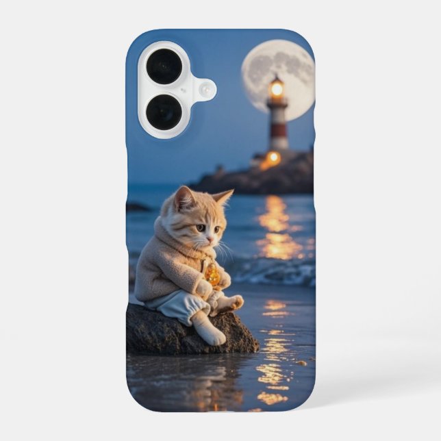 Cozy Kawaii Cat Phone Case iPhone 16 Hülle (Rückseite)