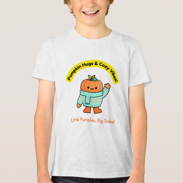 Cozy Kawaii Pumpkin Autumn Vibes Tri-Blend Shirt (Vorderseite)
