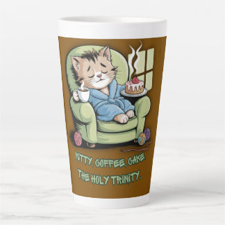 Cozy Kitten with Coffee and Cake – Funny Cat Milchtasse
