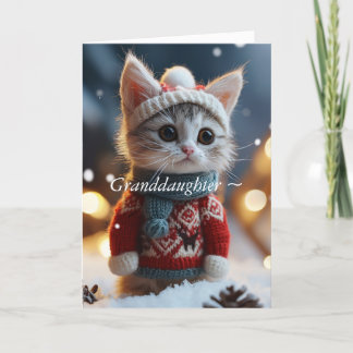 COZY KITTY GRANDAUGHTER CHRISTMAS CARD DANKESKARTE