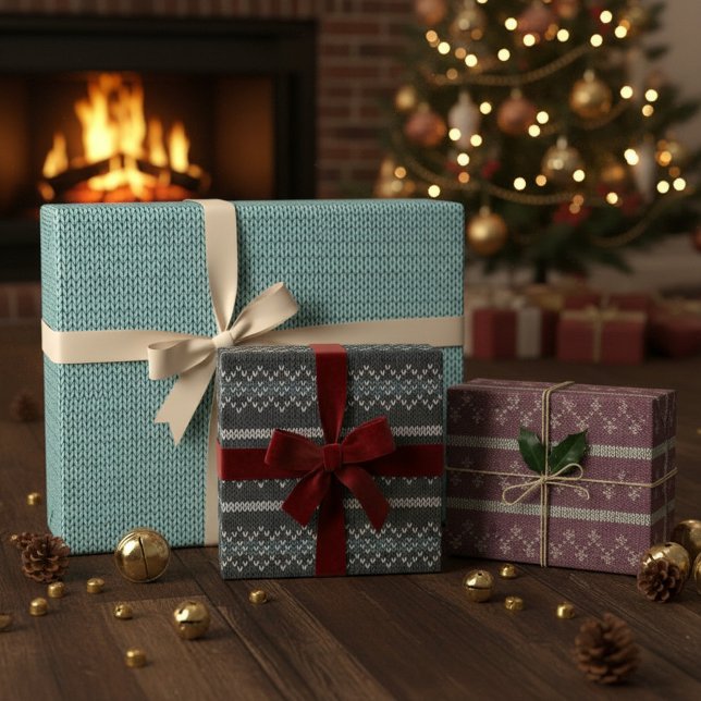 Cozy Knit Pattern Wrapping Paper Set Geschenkpapier Set (Von Creator hochgeladen)