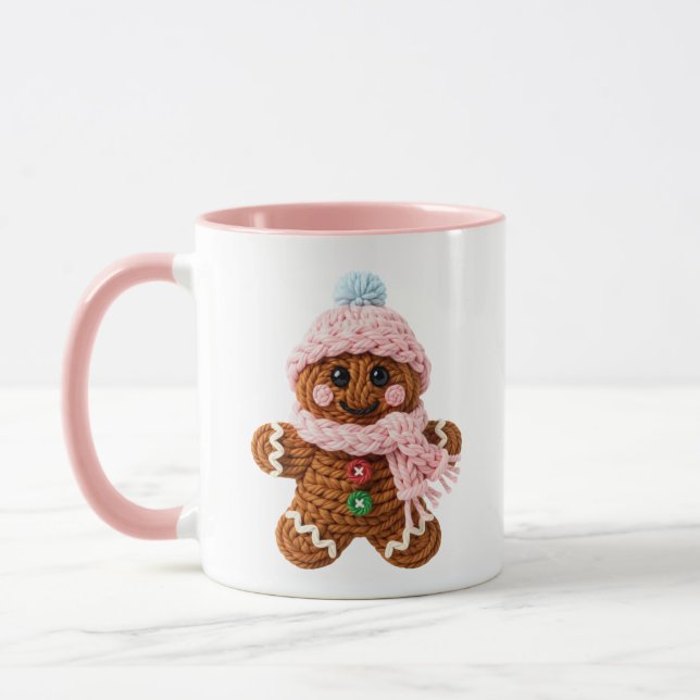 Cozy Knitted Gingerbread Winter Character Tasse (Links)