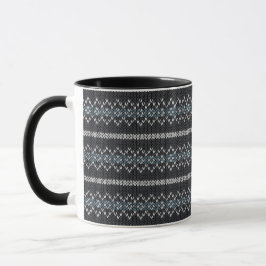 Cozy Knitted Pattern Black and Gray Mug Tasse