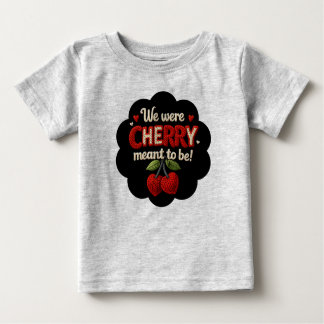 Cozy knitted-style typography and adorable cherry  baby t-shirt