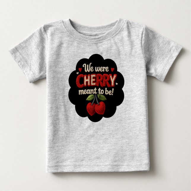 Cozy knitted-style typography and adorable cherry  baby t-shirt (Vorderseite)