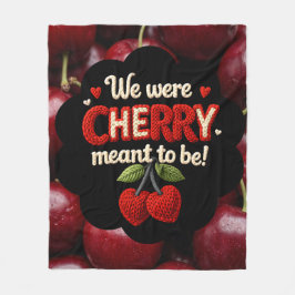 Cozy knitted-style typography and adorable cherry  fleecedecke