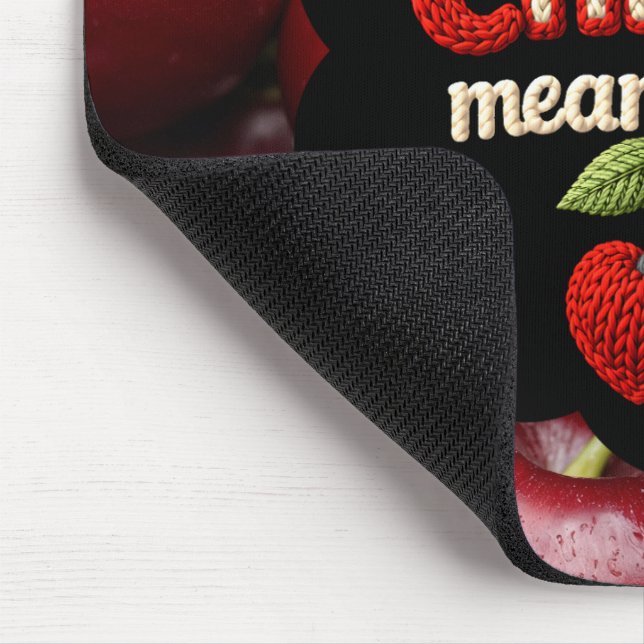 Cozy knitted-style typography and adorable cherry  mousepad (Ecke)