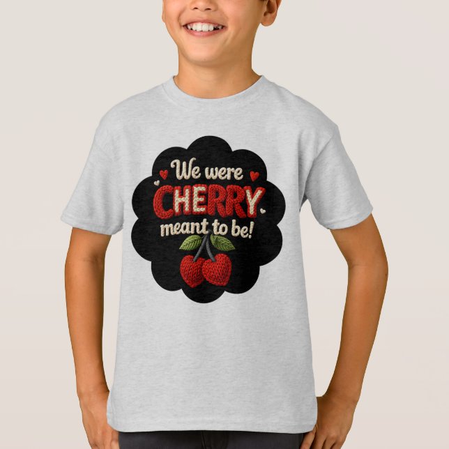 Cozy knitted-style typography and adorable cherry  T-Shirt (Vorderseite)