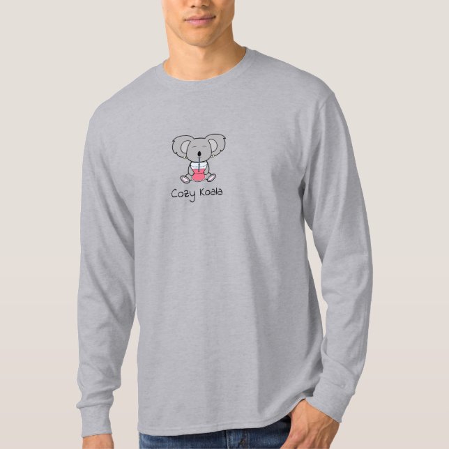 Cozy Koala grauer, langärmeliger T - Shirt (Vorderseite)