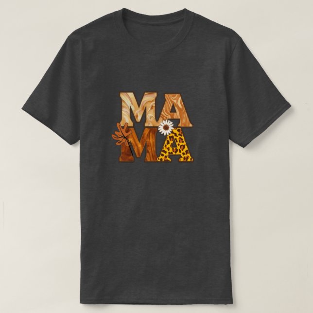 Cozy Mama Leopard Daisy Fall Vibe T-Shirt (Design vorne)