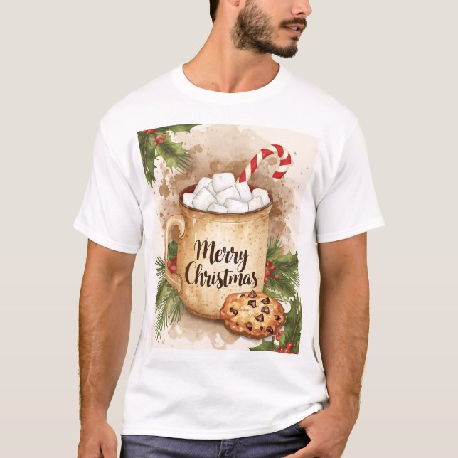 Cozy merry Christmas holly cookie cute festive T-Shirt (Vorderseite)