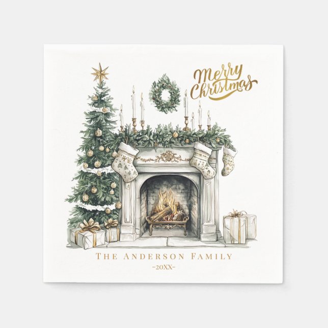 Cozy Merry Christmas Winter Napkins Serviette (Vorderseite)