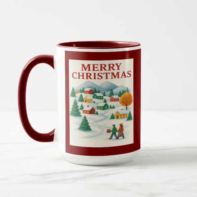 Cozy Merry Christmas Winter Village Mug Tasse (Links)