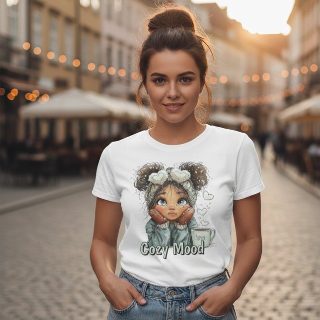 Cozy Mood Cute Winter Girl Women’s T-Shirt (Von Creator hochgeladen)
