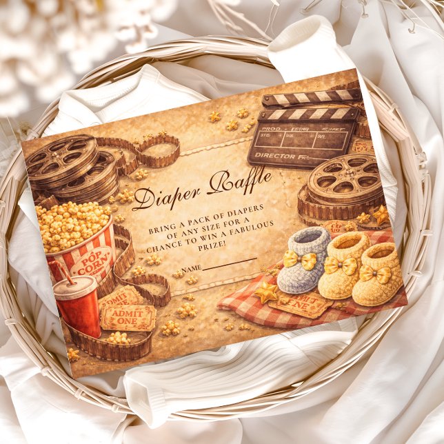 Cozy Movie Night Baby Shower Diapper Raffle Begleitkarte (Von Creator hochgeladen)