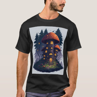 Cozy Mushroom Cottage in a Magical Forest   T-Shirt