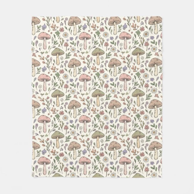 Cozy Pastel Cream Fungi Seamless Pattern Gift Fleecedecke (Vorderseite)