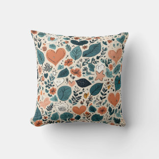 Cozy Pastel Floral & Geometric Pattern Pillow Kissen