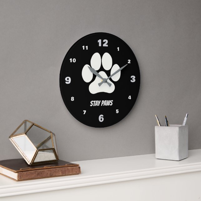 Cozy Paws Collection Schwarz Große Wanduhr (Büro)