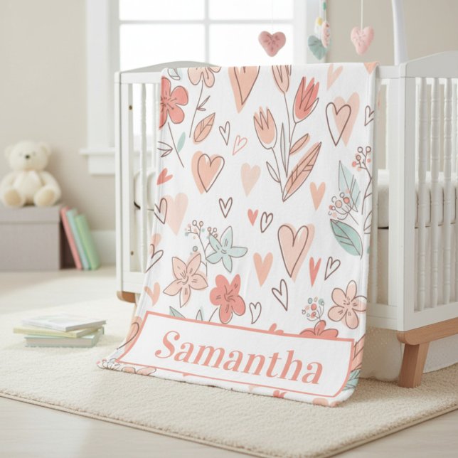 Cozy Personalized Floral Heart Fleecedecke (Von Creator hochgeladen)