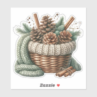 Cozy Pinecone Basket - Winter Cottagecore Sticker