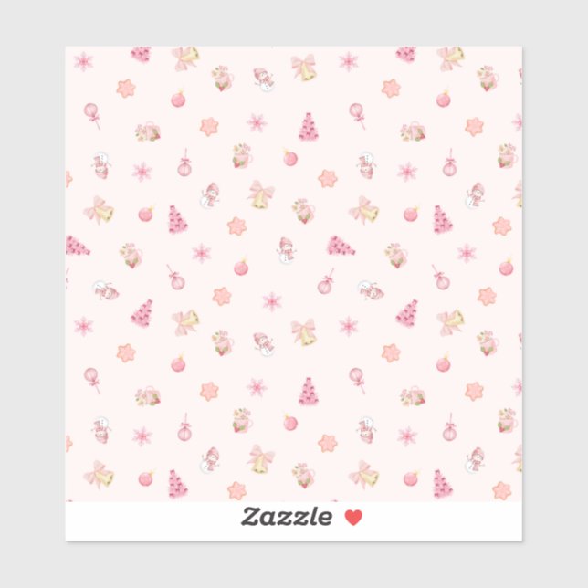 Cozy Pink Christmas Pattern Aufkleber (Blatt)