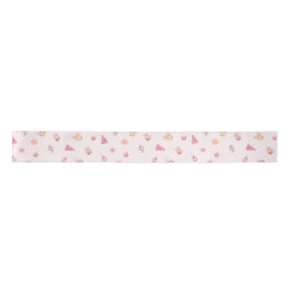 Cozy Pink Christmas Pattern Satinband
