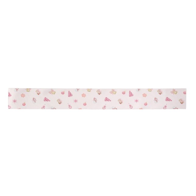 Cozy Pink Christmas Pattern Satinband (Vorderseite)