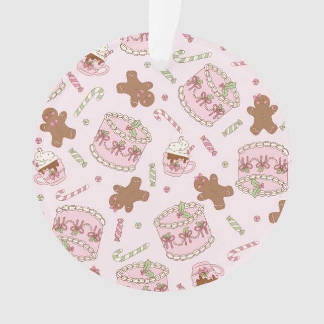 Cozy Pink Pastel Cake & Bow Christmas Apron Ornament (Vorderseite)