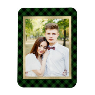 Cozy Plaid Grünes und schwarzes Buffalo-Karo Pho Magnet