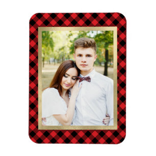 Cozy Plaid Rot und Schwarz Buffalo Plaid Foto Magnet