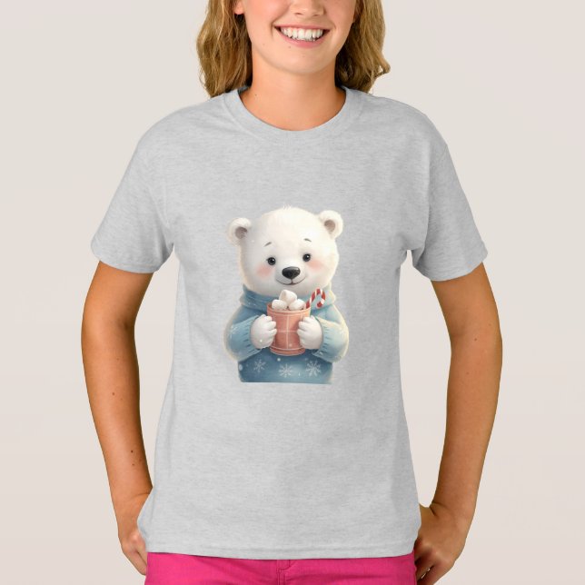 Cozy Polar Bear Cub – Kids Christmas Tee (Vorderseite)