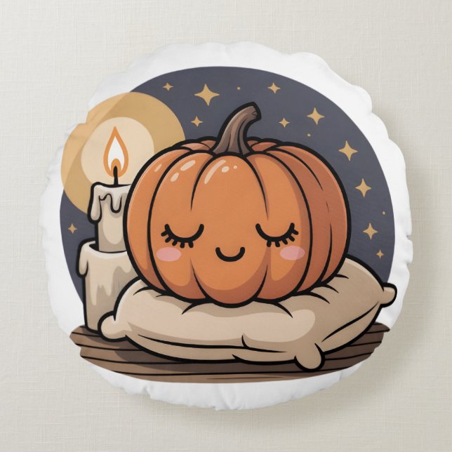 Cozy Pumpkin Dream Pillow Rundes Kissen (Vorderseite)