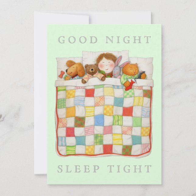 COZY QUILT 12x18 Blank Flank Card - grün Einladung (Vorderseite)