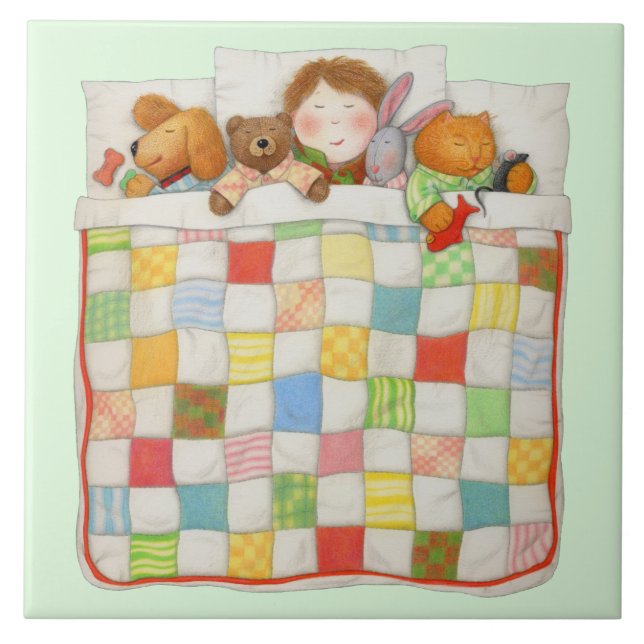 COZY QUILT 6x6 Keramik Tile - Grün Fliese (Vorderseite)