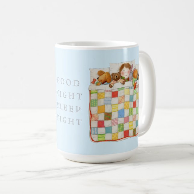 COZY QUILT Groß Weiße Tasse + Blau (VorderseiteRechts)