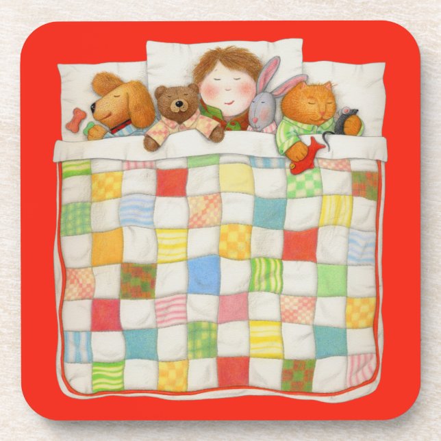 COZY QUILT Hard Plastic Untersetzer - Rot (Vorderseite)
