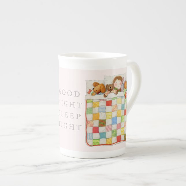 COZY QUILT Knochen China Tasse - Rosa (Vorderseite Rechts)