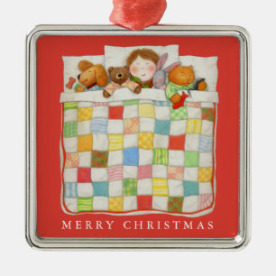 COZY QUILT Premium Square Ornament / Rot Aus Metall