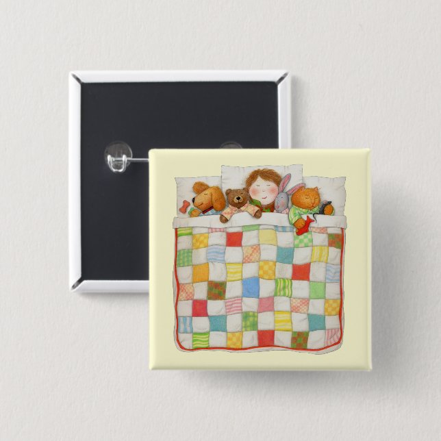 COZY QUILT Square Button Button - Gelb (Vorne & Hinten)