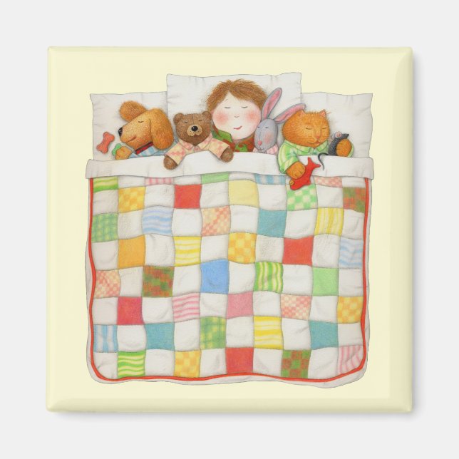 COZY QUILT Square Magnet - Gelb (Vorne)