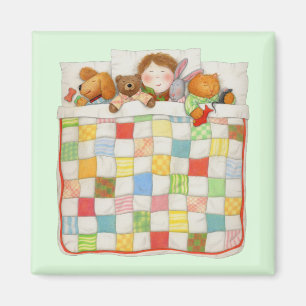 COZY QUILT Square Magnet - Grün