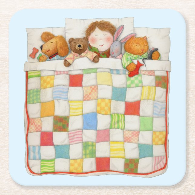 COZY QUILT Square Paper Untersetzer - Blau (Vorderseite)
