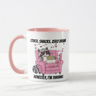 Cozy Raccoon Valentine Pajama Couch Snack Tasse
