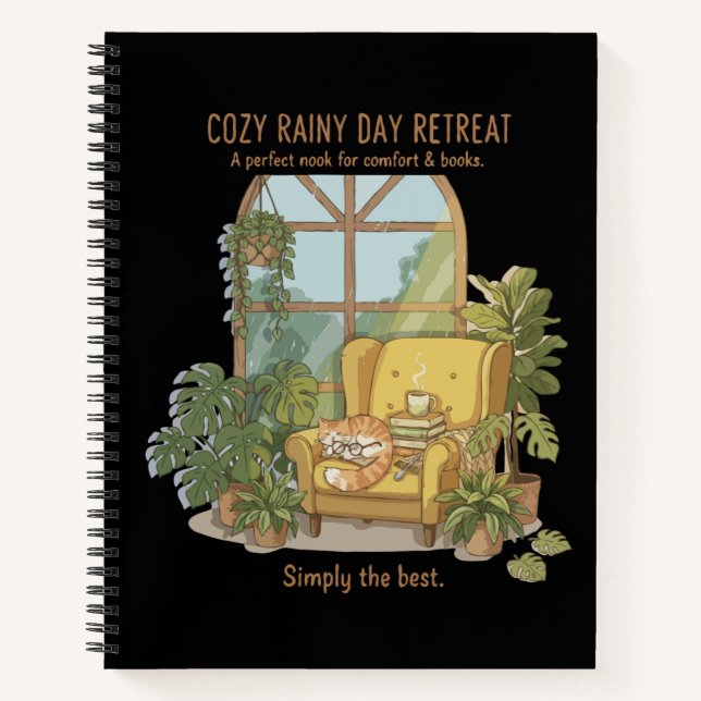 Cozy Rainy Day Retreat | Cute Cat with Books  Notizbuch (Vorderseite)