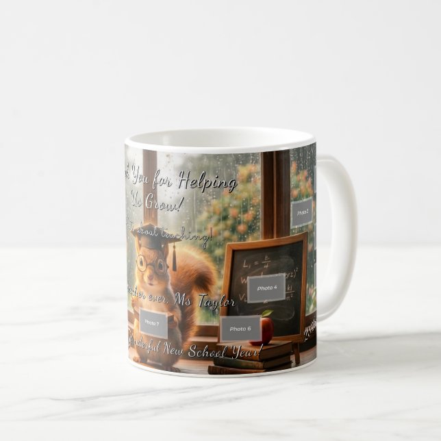 Cozy Rainy Day Squirrel Teacher Appreciation Mug Kaffeetasse (VorderseiteRechts)