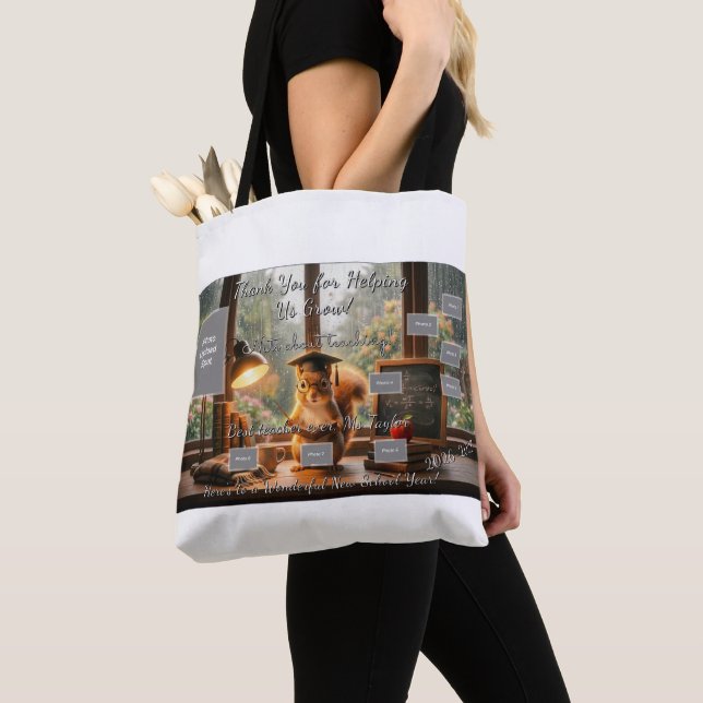 Cozy Rainy Day Squirrel Teacher Shoulder Tote (Von Nahem)