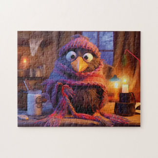 Cozy Raven Indoors With Hot Milk And Winter Outfit Puzzle